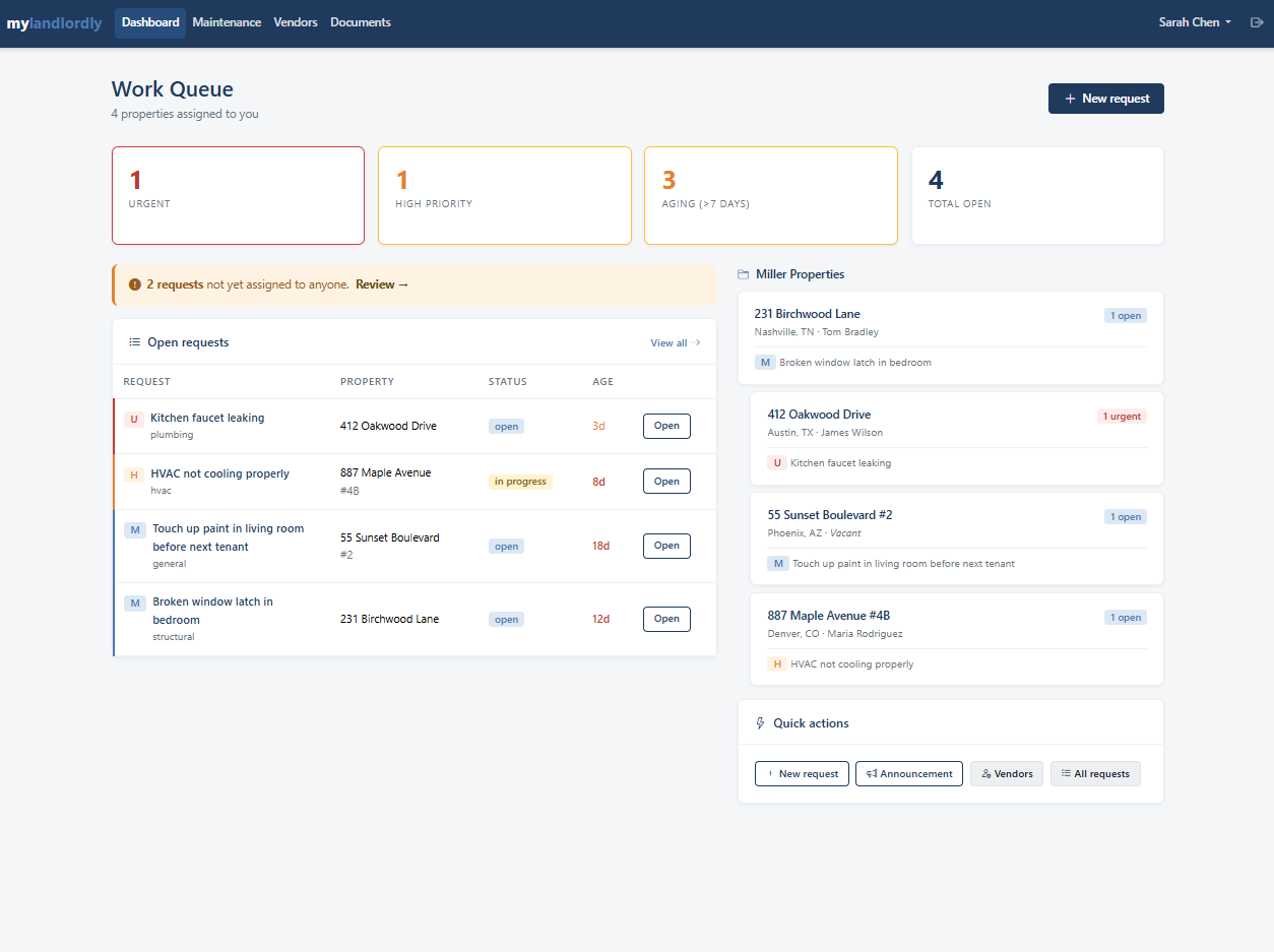 Property manager dashboard screenshot
